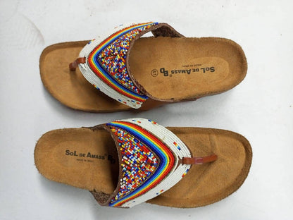 Handmade African Beaded Sandals/Authentic Maasai-Style Leather Flip-Flops Women/Boho Beach Sandals/Comfortable Summer Sandal African Gifts