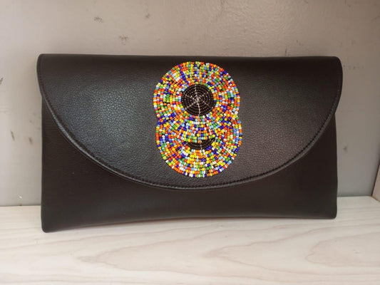 Black leather African purses, bags,African bag, women purses , gift for her, christmas gift for loved ones,clutch bags, mother's day gifts