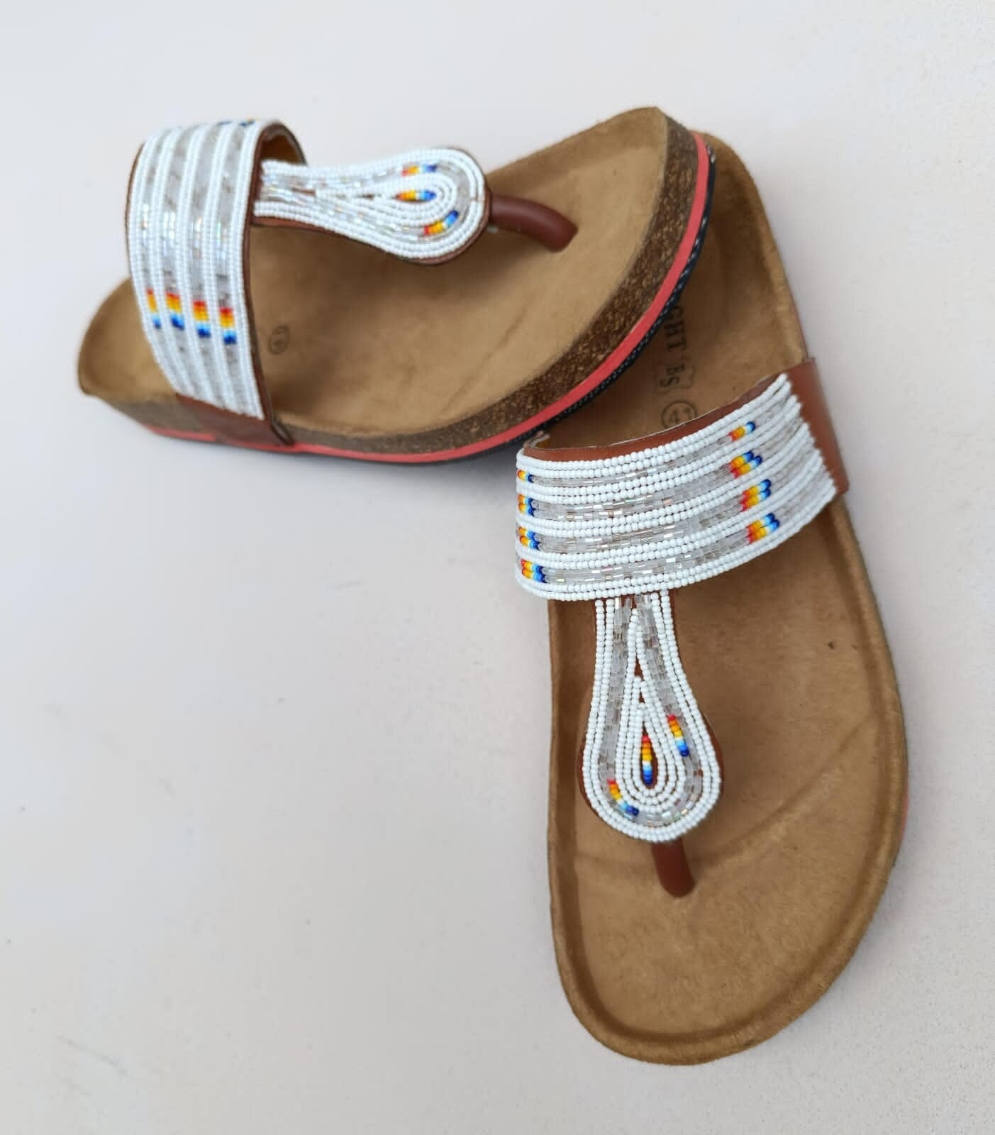 Handmade African Beaded Sandals/Authentic Maasai-Style Leather Flip-Flops Women/Boho Beach Sandals/Comfortable Summer Sandal African Gifts