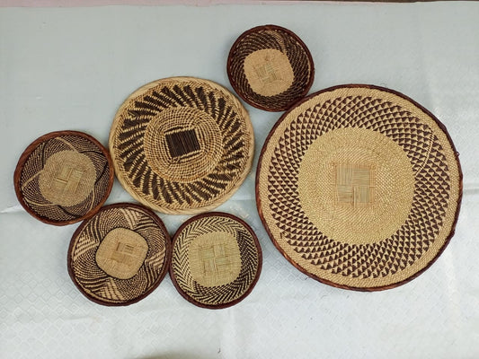 Handwoven Tonga Basket | African Wall Decor | Boho Home Decor | Fair Trade Wall Hanging /Rustic Farmhouse Decor | Handmade Wall Art 14-20