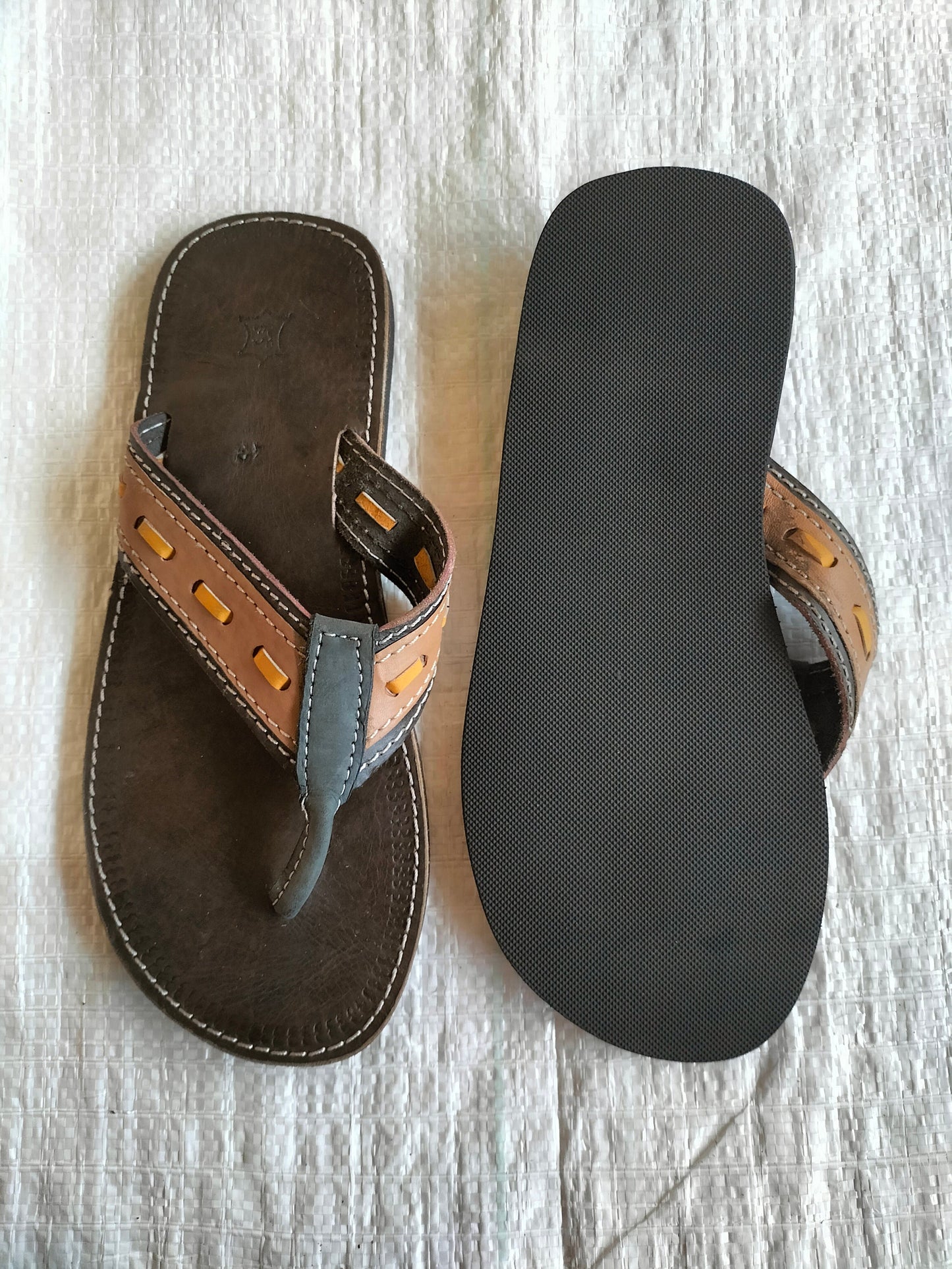 Handmade African Men's Sandals/Genuine Leather Beaded Flip-Flops/Comfortable Summer Sandals for Men/African Shoes/Unique Gift for Him