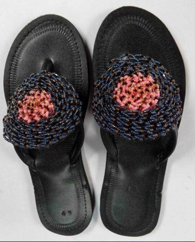 Handmade African Beaded Sandals/Authentic Maasai-Style Leather Flip-Flops Women/Boho Beach Sandals/Comfortable Summer Sandal African Gifts