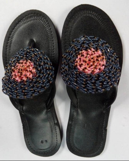 Handmade African Beaded Sandals/Authentic Maasai-Style Leather Flip-Flops Women/Boho Beach Sandals/Comfortable Summer Sandal African Gifts