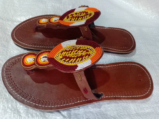 Handmade African Beaded Sandals/Authentic Maasai-Style Leather Flip-Flops Women/Boho Beach Sandals/Comfortable Summer Sandal African Gifts