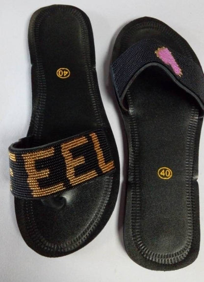 Handmade African Beaded Sandals/Authentic Maasai-Style Leather Flip-Flops Women/Boho Beach Sandals/Comfortable Summer Sandal African Gifts