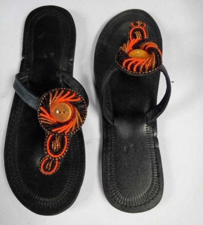 Handmade African Beaded Sandals/Authentic Maasai-Style Leather Flip-Flops Women/Boho Beach Sandals/Comfortable Summer Sandal African Gifts