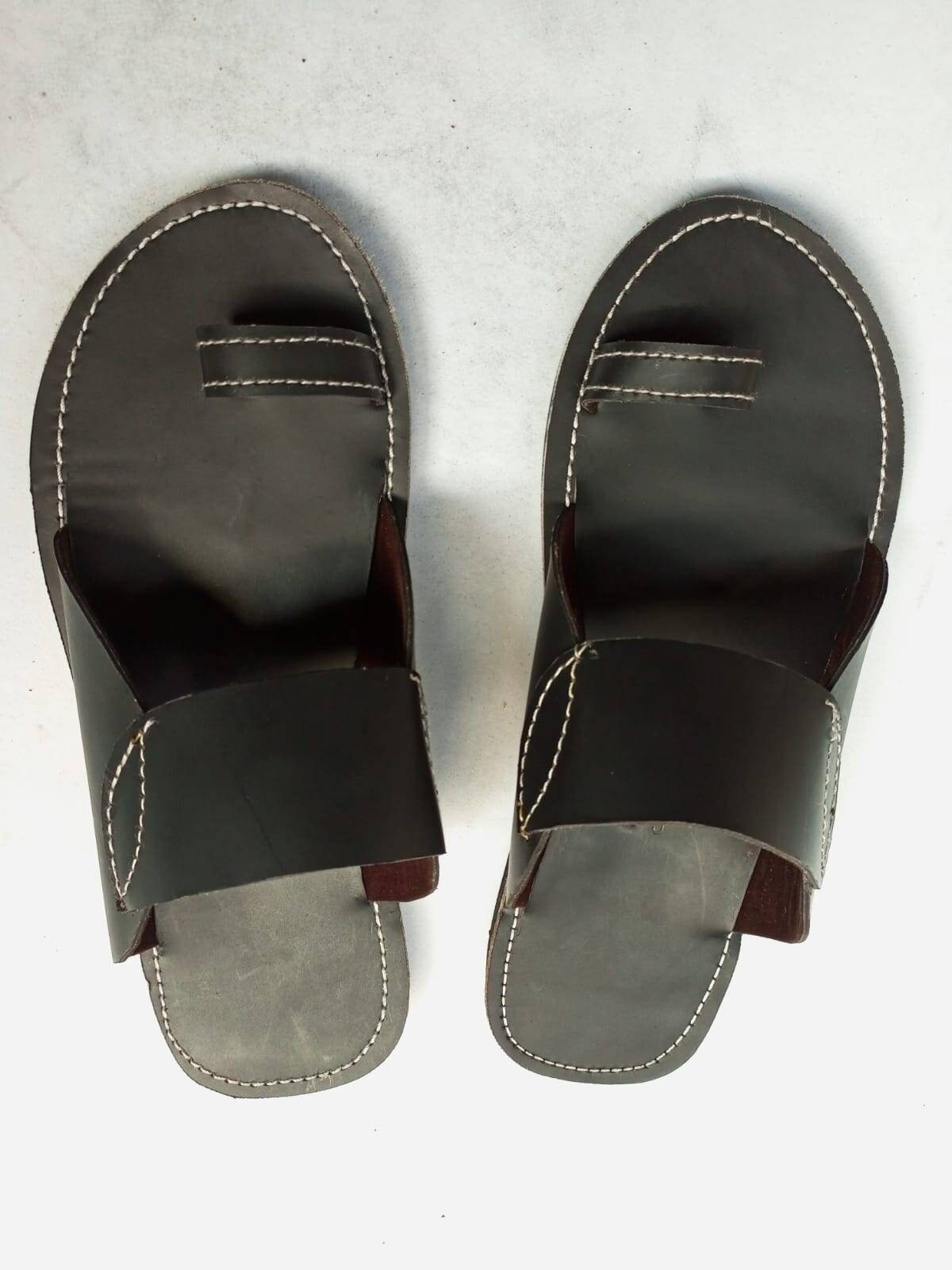 Handmade African Men's Sandals/Genuine Leather Beaded Flip-Flops/Comfortable Summer Sandals for Men/African Shoes/Unique Gift for Him
