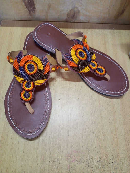 CUSTOMIZED African beaded sandals, summer sandals, Christmas gift for her,mom gift,beach sandals, leather sandals,