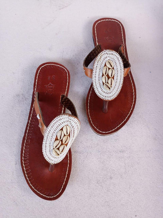Handmade African Beaded Sandals/Authentic Maasai-Style Leather Flip-Flops Women/Boho Beach Sandals/Comfortable Summer Sandal African Gifts