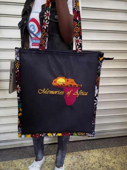 African Leather Tote bag, handcrafted laptop bag,Black woman modern African tote bag, Stylish tote bag, Brown girl bag, travel bag.