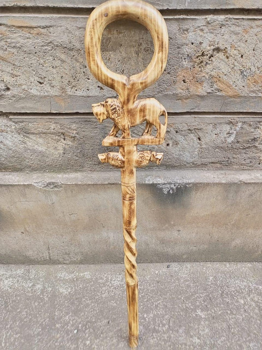 Handcrafted Wooden Walking Stick/Authentic Tribal Hiking Staff/Wooden Walking Cane/Unique Walking Cane Gift
