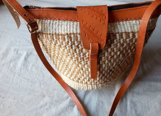 Handmade Woven Sisal Sling Bag - Boho Eco-Friendly Crossbody Bag | Sustainable Natural Fiber Purse | African Artisan Handcrafted Bag