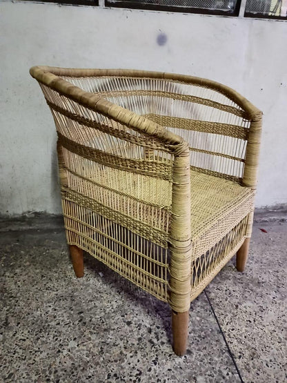 Free Shipping Handmade Malawi Cane Seat/Boho African Chair for Living Room/Rustic African Woven Seat/Perfect for Indoor & Outdoor Spaces/