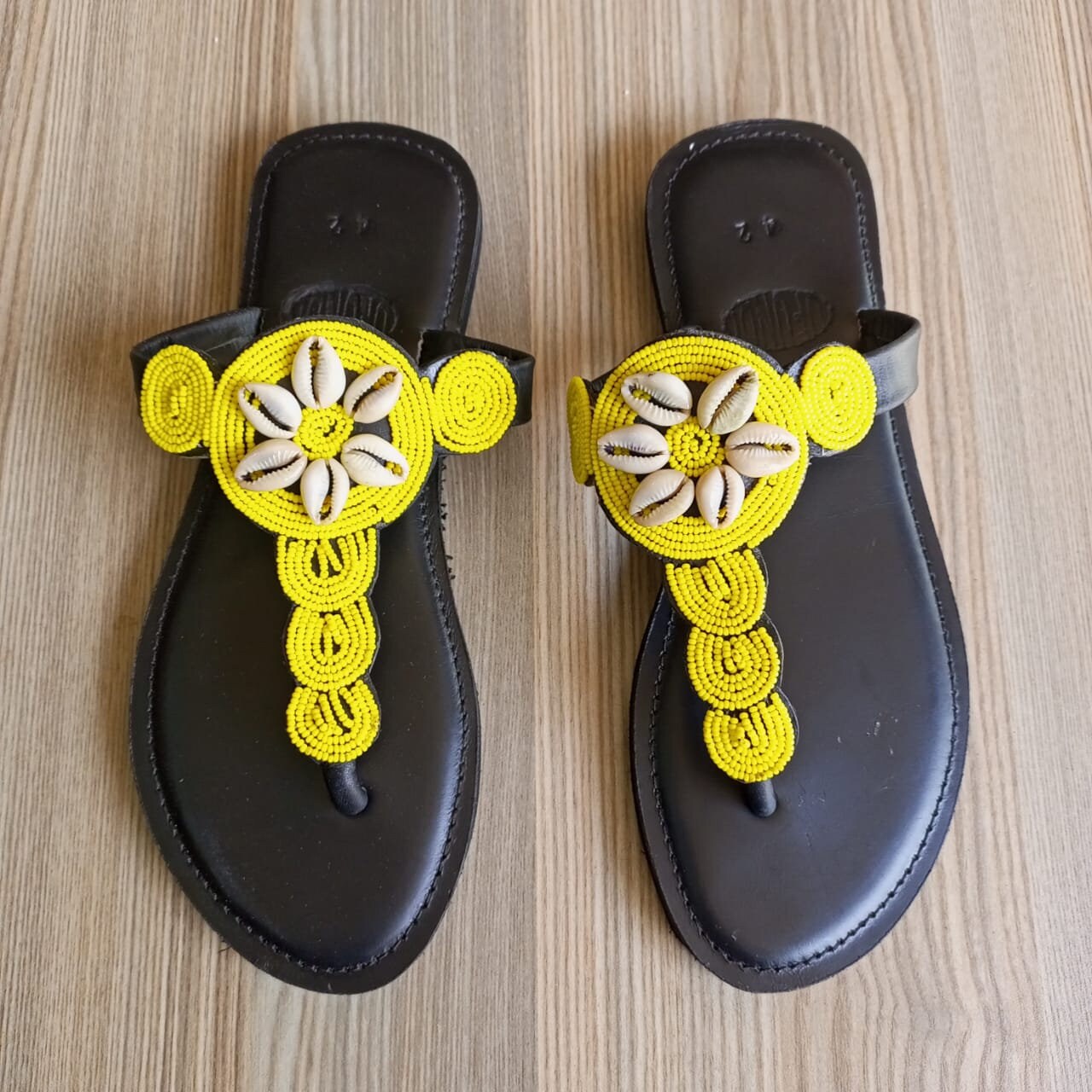 Handmade African Beaded Sandals/Authentic Maasai-Style Leather Flip-Flops Women/Boho Beach Sandals/Comfortable Summer Sandal African Gifts