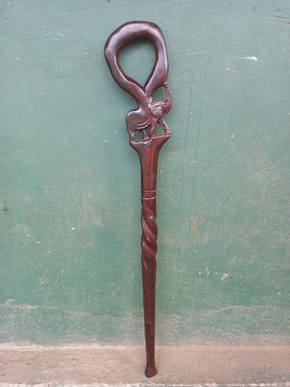African wood Original Hiking Walking stick/Handmade Kenya Africa Ebony Hardwood Black UnisexCane/Hand designed Came/ Wooden walking stick