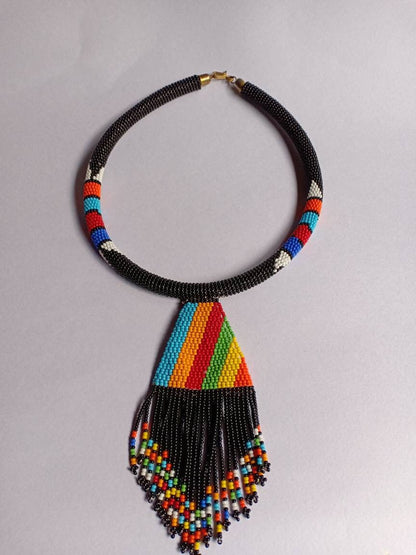 Boho Statement Jewelry/Colorful Seed Bead Necklace/Gift for Her/Handmade Beaded Necklace/gift for women