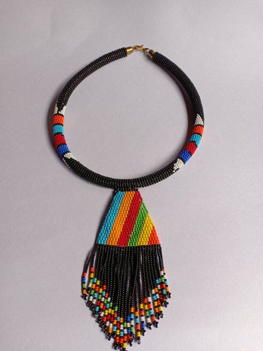Boho Statement Jewelry/Colorful Seed Bead Necklace/Gift for Her/Handmade Beaded Necklace/gift for women