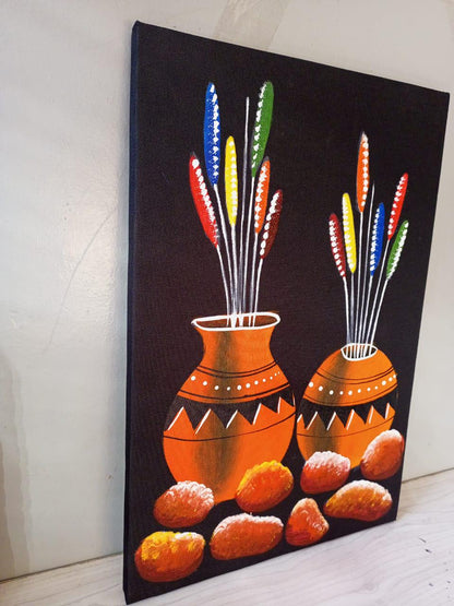 Handmade Canvas Wall Art | Festive Christmas Decor | Unique Gift for Holidays | Modern Boho Home Accent | Ready-to-Hang Painting