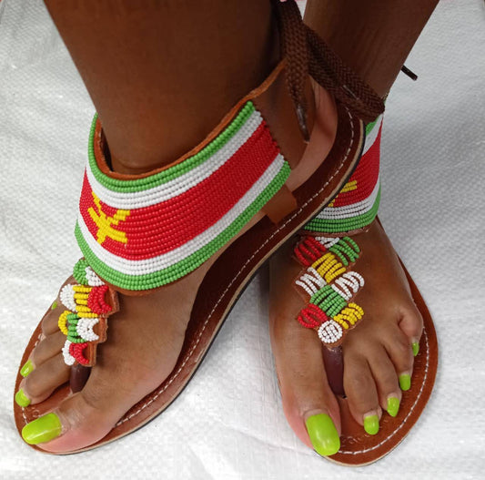 Handmade African Beaded Sandals/Authentic Maasai-Style Leather Flip-Flops Women/Boho Beach Sandals/Comfortable Summer Sandal African Gifts
