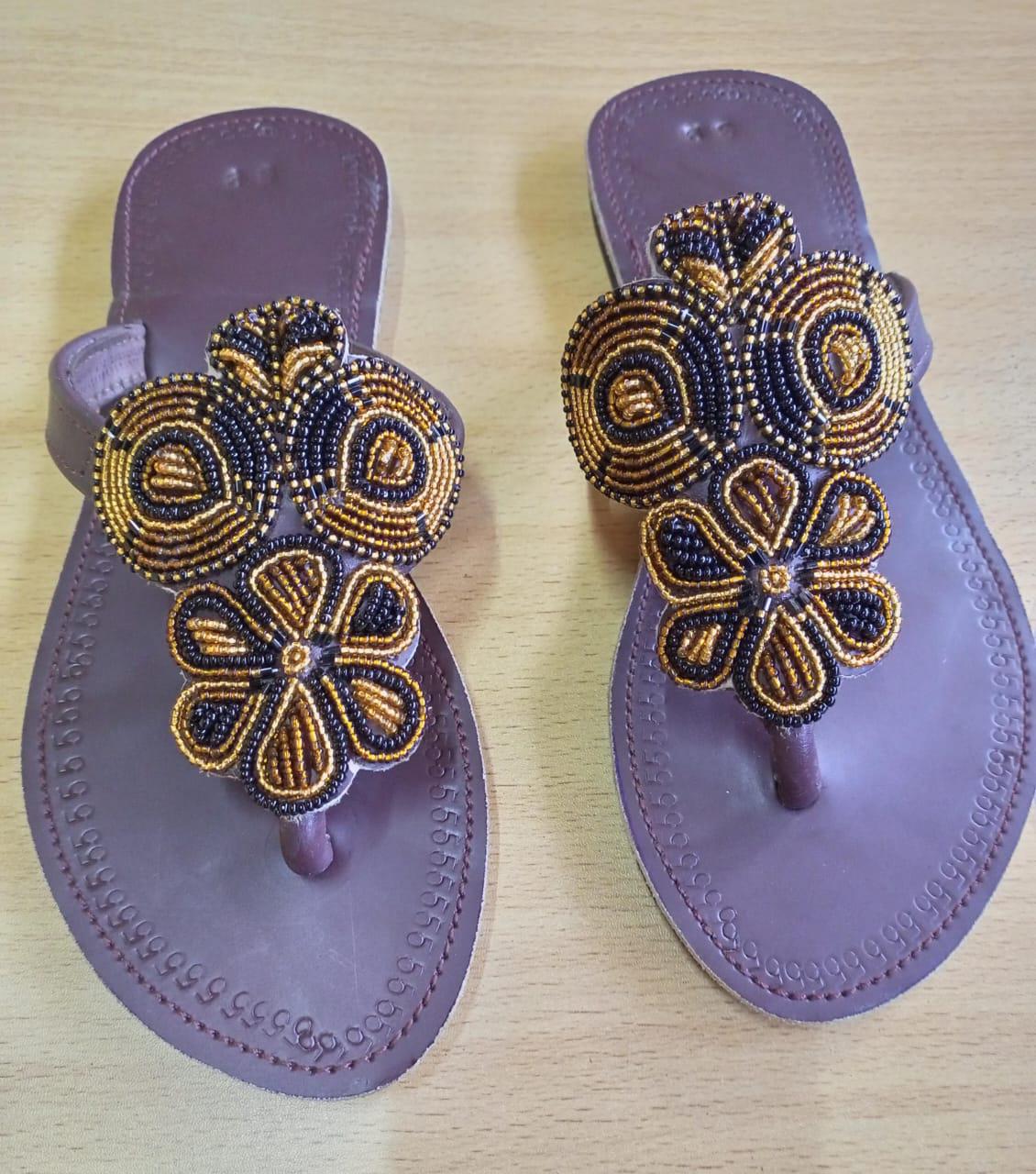 Handmade African Beaded Sandals/Authentic Maasai-Style Leather Flip-Flops Women/Boho Beach Sandals/Comfortable Summer Sandal African Gifts