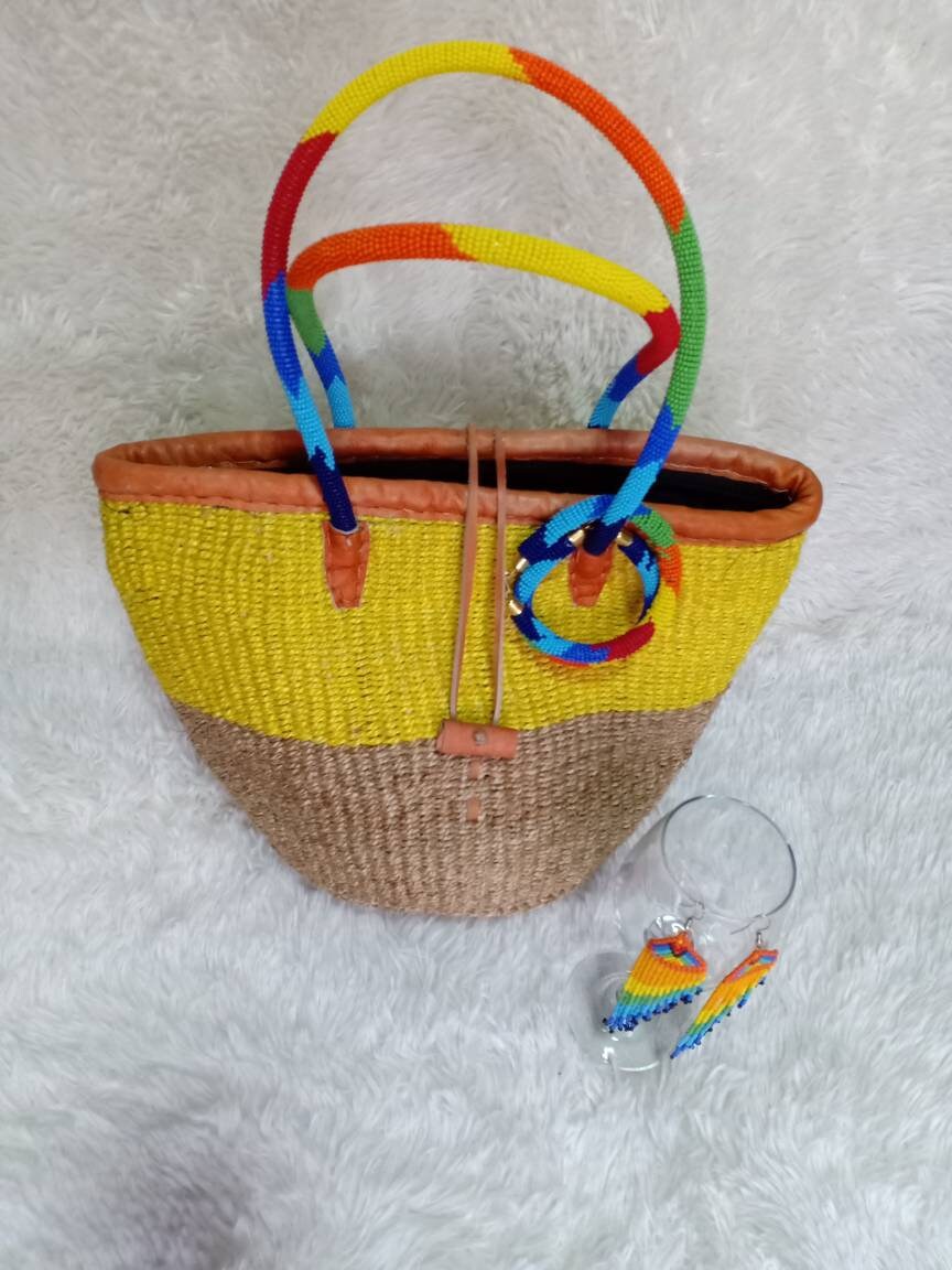 Handmade Woven Sisal Sling Bag - Boho Eco-Friendly Crossbody Bag | Sustainable Natural Fiber Purse | African Artisan Handcrafted Bag