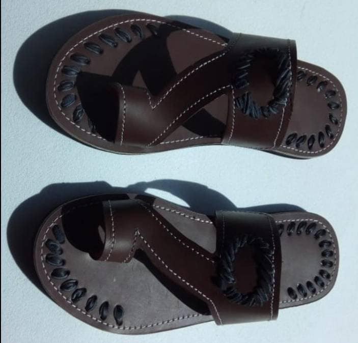 Handmade African Men's Sandals/Genuine Leather Beaded Flip-Flops/Comfortable Summer Sandals for Men/African Shoes/Unique Gift for Him