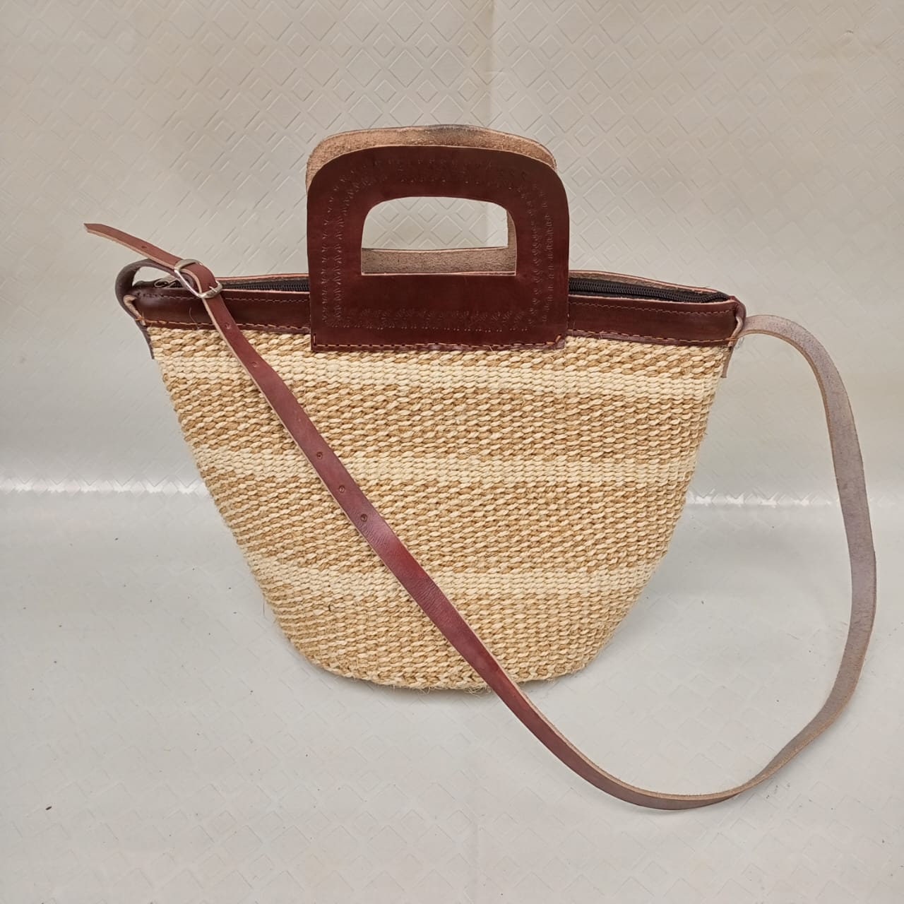 Handmade Woven Sisal Sling Bag - Boho Eco-Friendly Crossbody Bag | Sustainable Natural Fiber Purse | African Artisan Handcrafted Bag