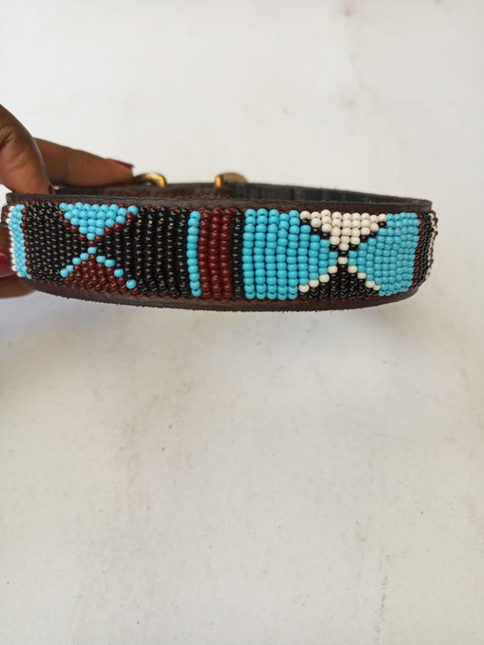 African Beaded Collar, Handmade Dog Collar , Maasai collar, Leather collar, Pet Gift, Christmas gift, Pet collar, Dog leash, Pet lead