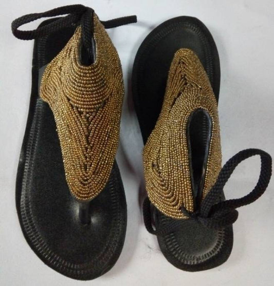 Handmade African Beaded Sandals/Authentic Maasai-Style Leather Flip-Flops Women/Boho Beach Sandals/Comfortable Summer Sandal African Gifts