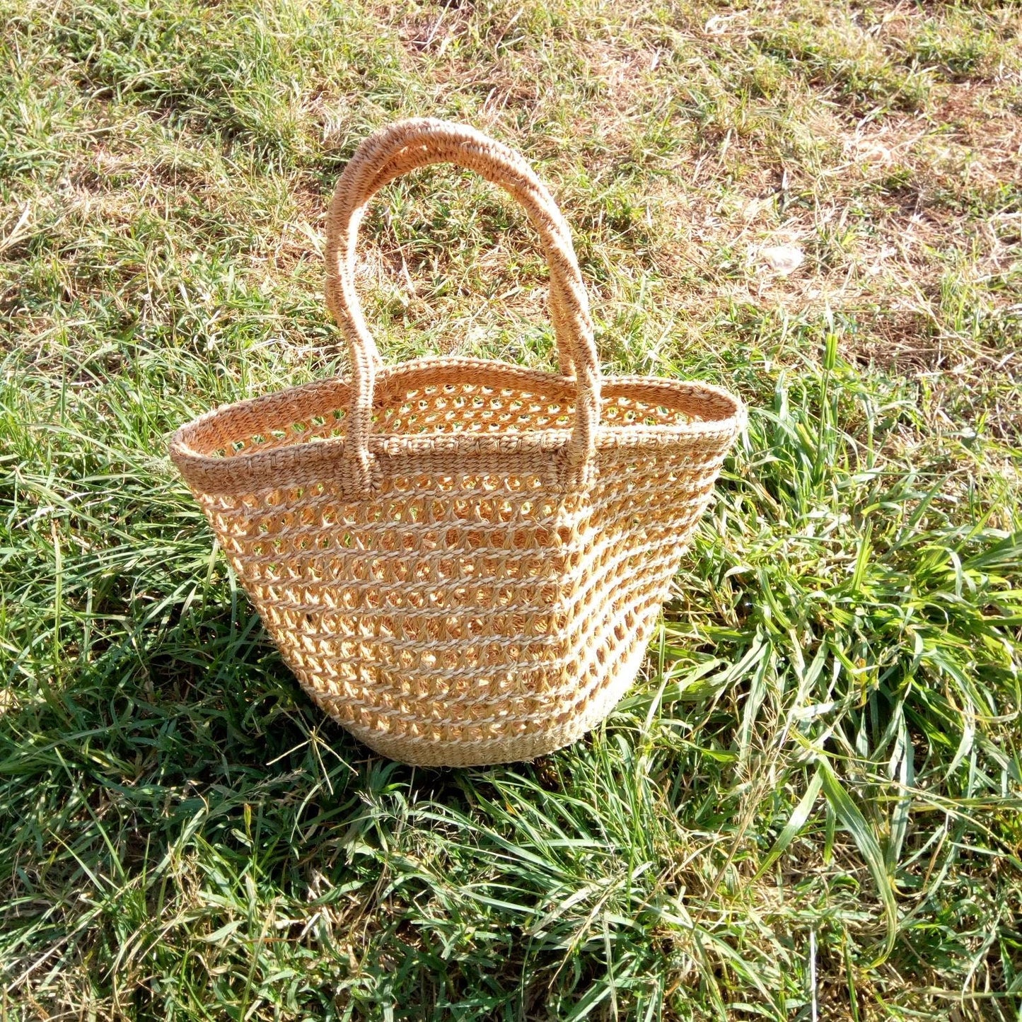 Handmade Woven Sisal Sling Bag - Boho Eco-Friendly Crossbody Bag | Sustainable Natural Fiber Purse | African Artisan Handcrafted Bag