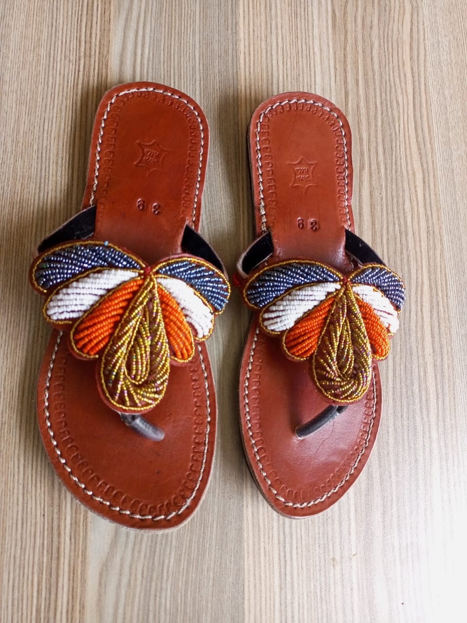 Handmade African Beaded Sandals/Authentic Maasai-Style Leather Flip-Flops Women/Boho Beach Sandals/Comfortable Summer Sandal African Gifts