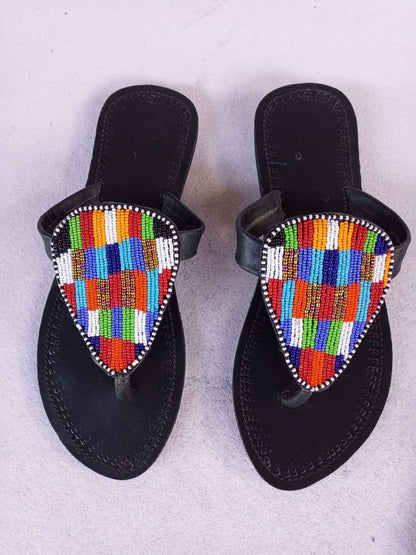 CUSTOMIZED African beaded sandals, summer sandals, Christmas gift for her,mom gift,beach sandals, leather sandals,