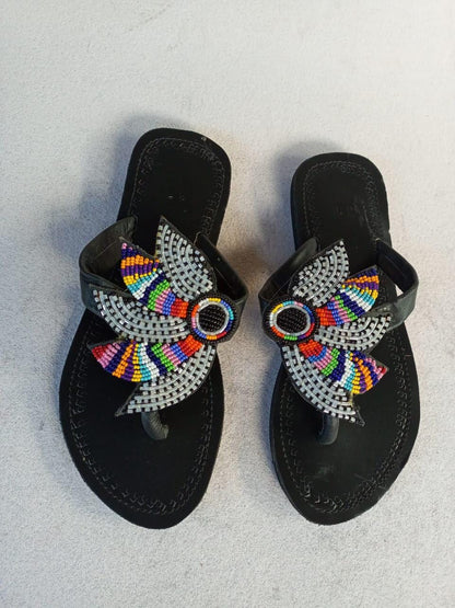CUSTOMIZED African beaded sandals, summer sandals, Christmas gift for her,mom gift,beach sandals, leather sandals,