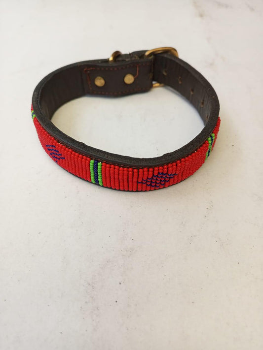 African Beaded Collar, Handmade Dog Collar , Maasai collar, Leather collar, Pet Gift, Christmas gift, Pet collar, Dog leash, Pet lead