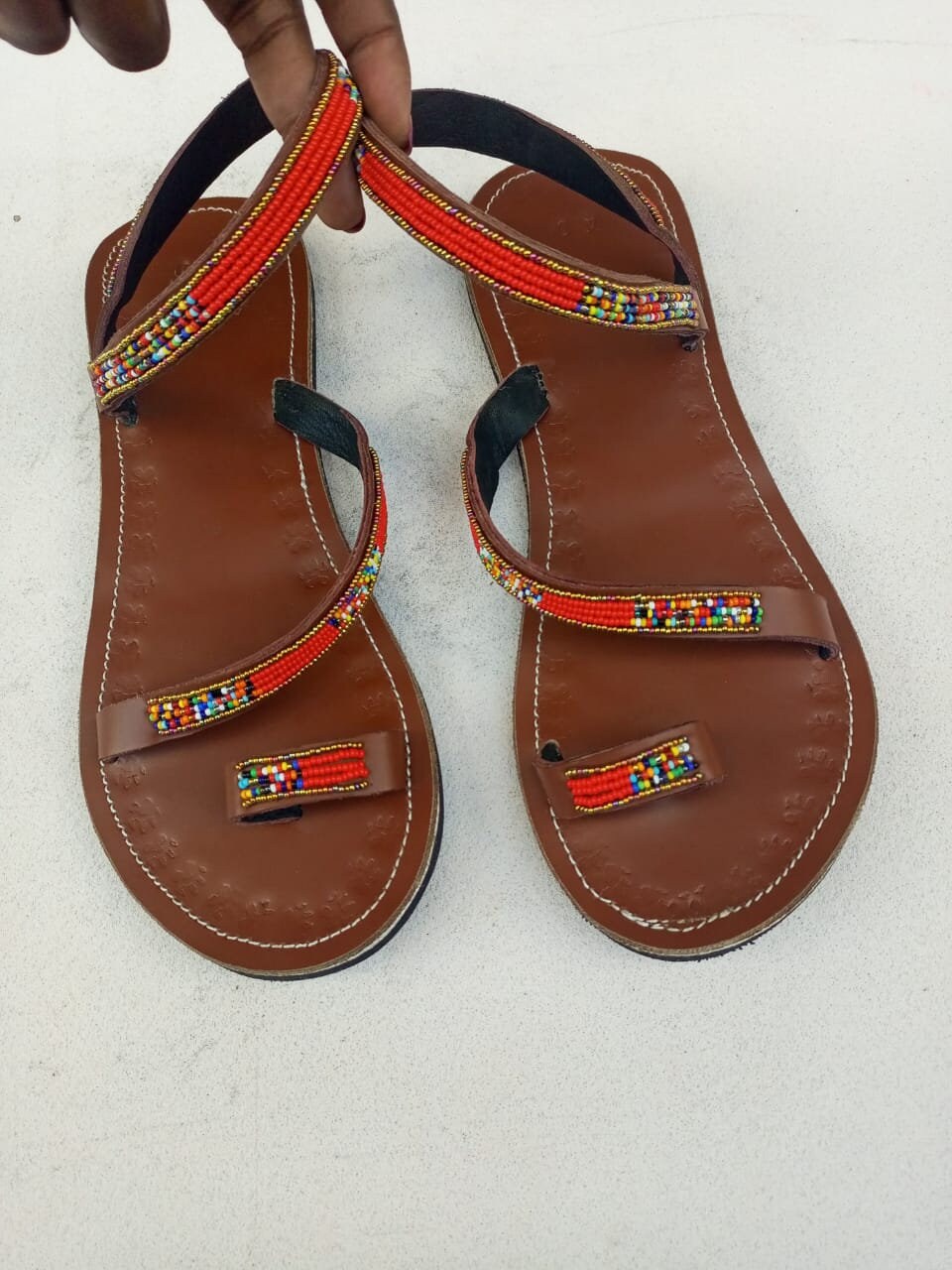 Handmade African Beaded Sandals/Authentic Maasai-Style Leather Flip-Flops Women/Boho Beach Sandals/Comfortable Summer Sandal African Gifts