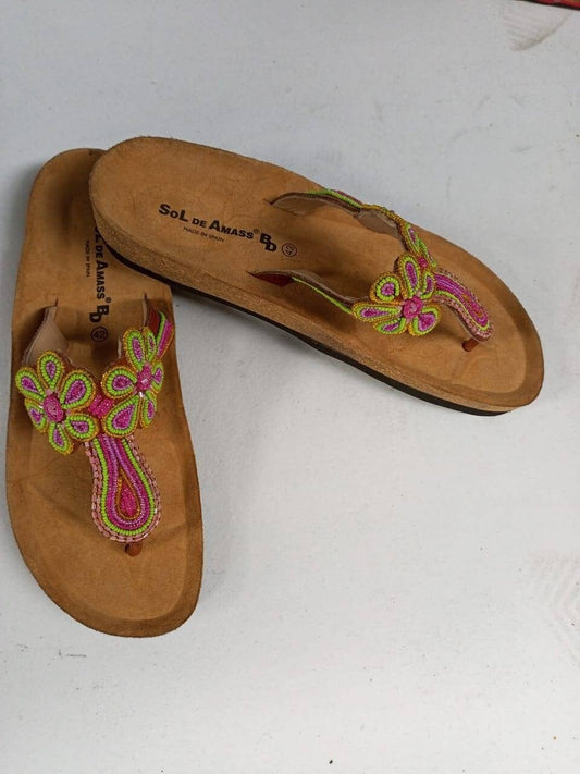 Handmade African Beaded Sandals/Authentic Maasai-Style Leather Flip-Flops Women/Boho Beach Sandals/Comfortable Summer Sandal African Gifts
