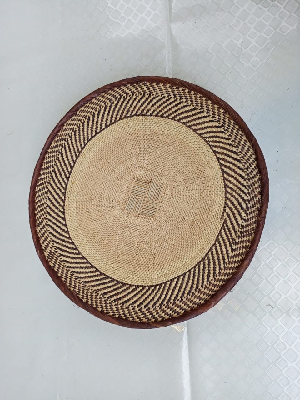 Handwoven Tonga Basket | African Wall Decor | Boho Home Decor | Fair Trade Wall Hanging /Rustic Farmhouse Decor | Handmade Wall Art  size 14