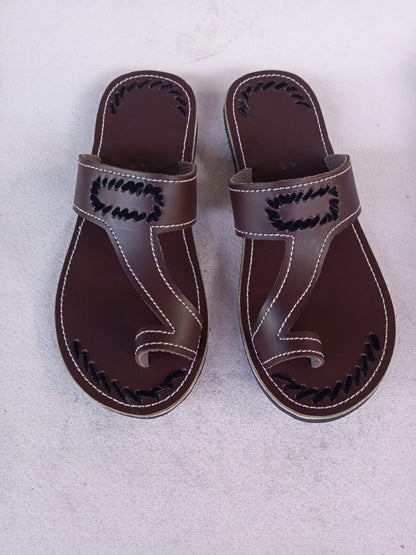 CUSTOMIZED Leather Men's Sandals/Genuine Leather Beaded Flip-Flops/Comfortable Summer Sandals for Men/African Shoes/Unique Gift for Him