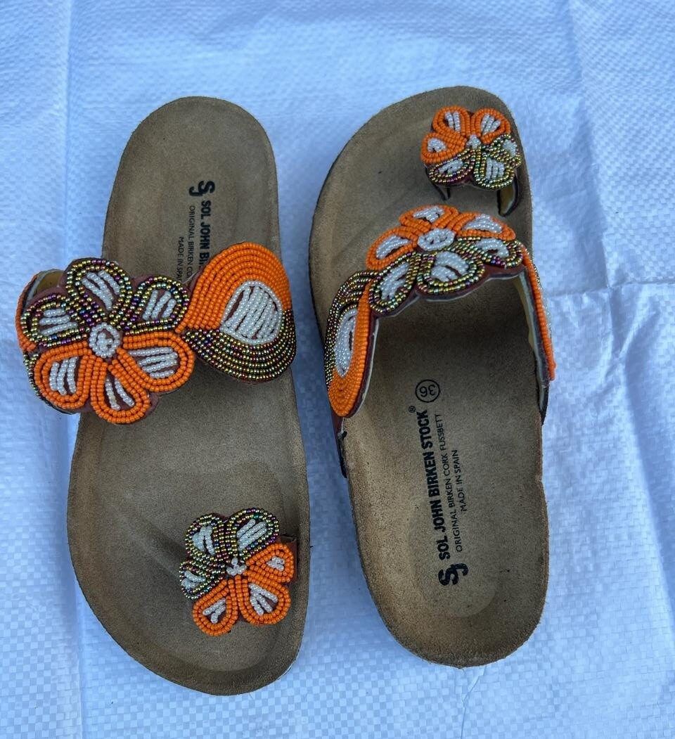 Handmade African Beaded Sandals/Authentic Maasai-Style Leather Flip-Flops Women/Boho Beach Sandals/Comfortable Summer Sandal African Gifts