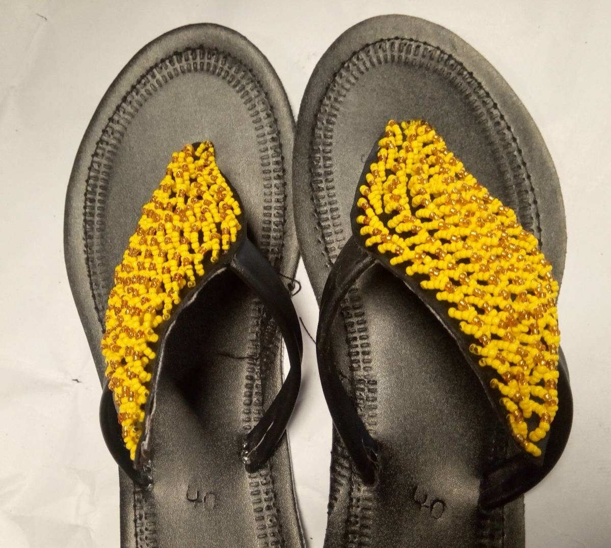 Handmade African Beaded Sandals/Authentic Maasai-Style Leather Flip-Flops Women/Boho Beach Sandals/Comfortable Summer Sandal African Gifts