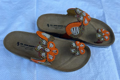 Handmade African Beaded Sandals/Authentic Maasai-Style Leather Flip-Flops Women/Boho Beach Sandals/Comfortable Summer Sandal African Gifts