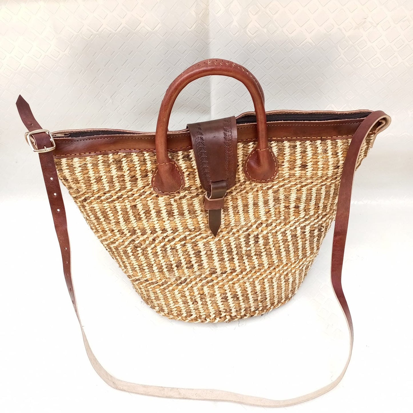 Handmade Woven Sisal Sling Bag - Boho Eco-Friendly Crossbody Bag | Sustainable Natural Fiber Purse | African Artisan Handcrafted Bag