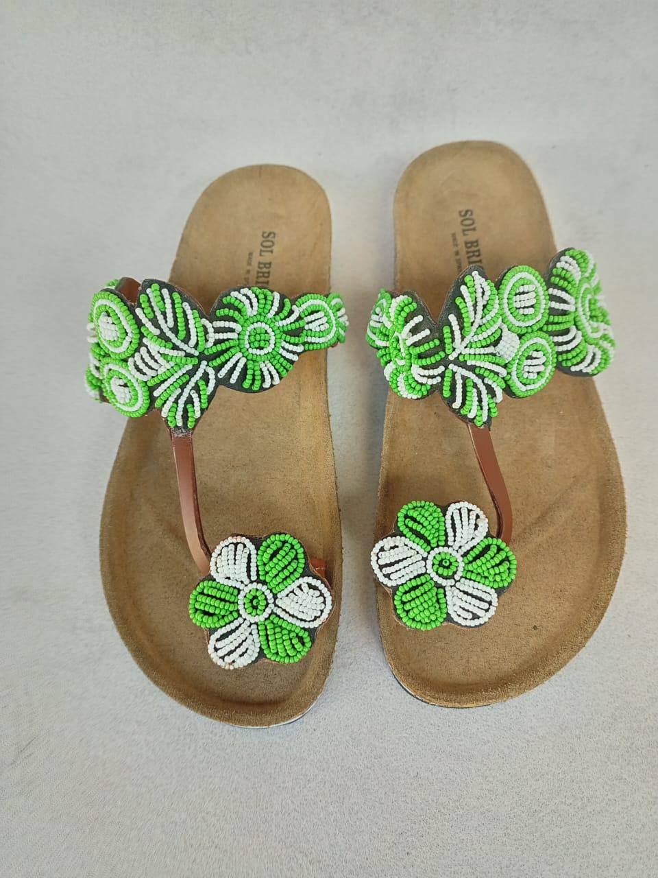 Handmade African Beaded Sandals/Authentic Maasai-Style Leather Flip-Flops Women/Boho Beach Sandals/Comfortable Summer Sandal African Gifts