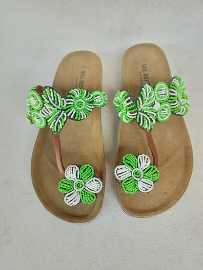 Handmade African Beaded Sandals/Authentic Maasai-Style Leather Flip-Flops Women/Boho Beach Sandals/Comfortable Summer Sandal African Gifts