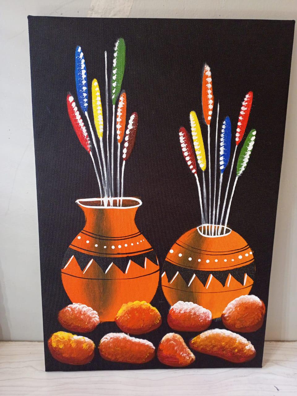 Handmade Canvas Wall Art | Festive Christmas Decor | Unique Gift for Holidays | Modern Boho Home Accent | Ready-to-Hang Painting