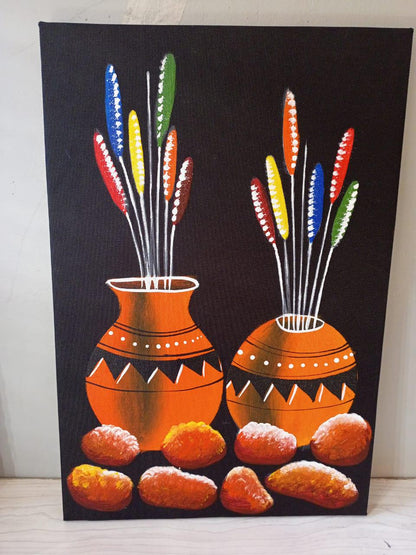 Handmade Canvas Wall Art | Festive Christmas Decor | Unique Gift for Holidays | Modern Boho Home Accent | Ready-to-Hang Painting