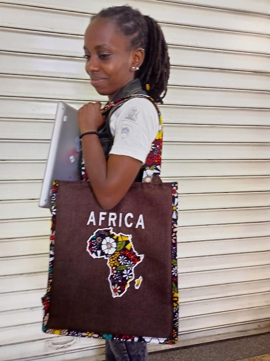 African Leather Tote bag, handcrafted laptop bag,Black woman modern African tote bag, Stylish tote bag, Brown girl bag, travel bag.