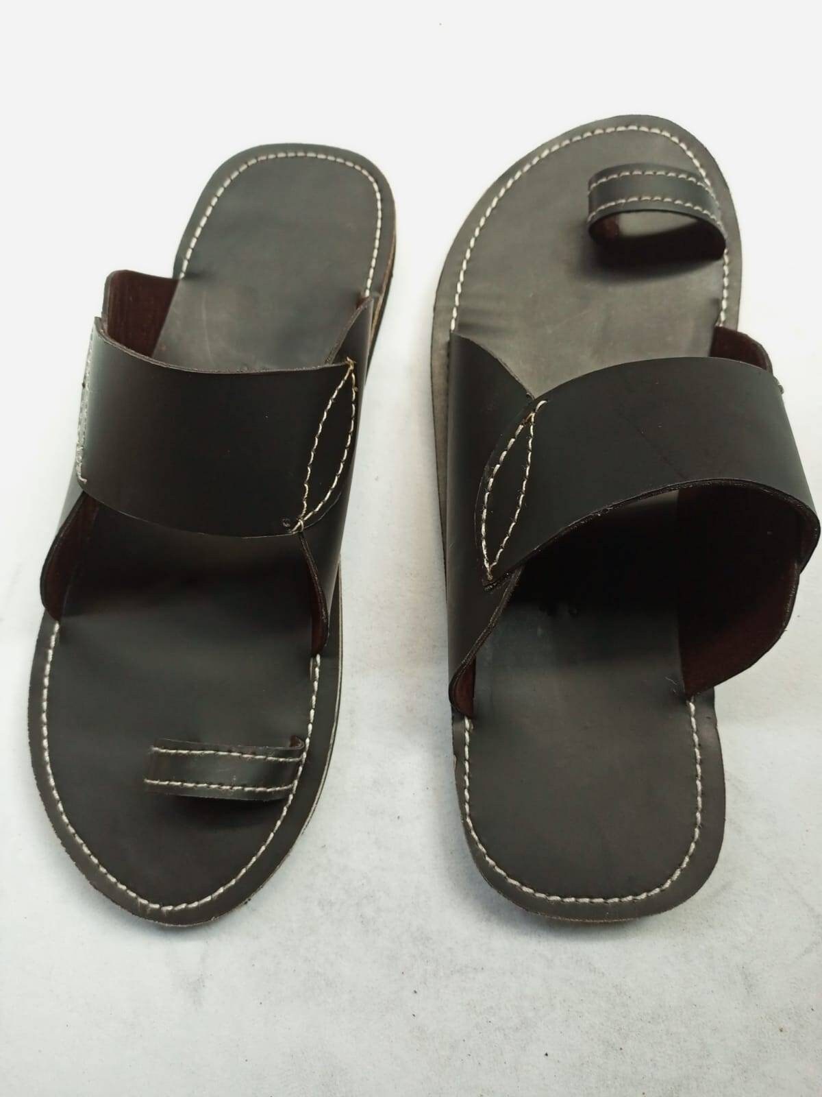 Handmade African Men's Sandals/Genuine Leather Beaded Flip-Flops/Comfortable Summer Sandals for Men/African Shoes/Unique Gift for Him