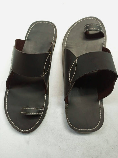 Handmade African Men's Sandals/Genuine Leather Beaded Flip-Flops/Comfortable Summer Sandals for Men/African Shoes/Unique Gift for Him