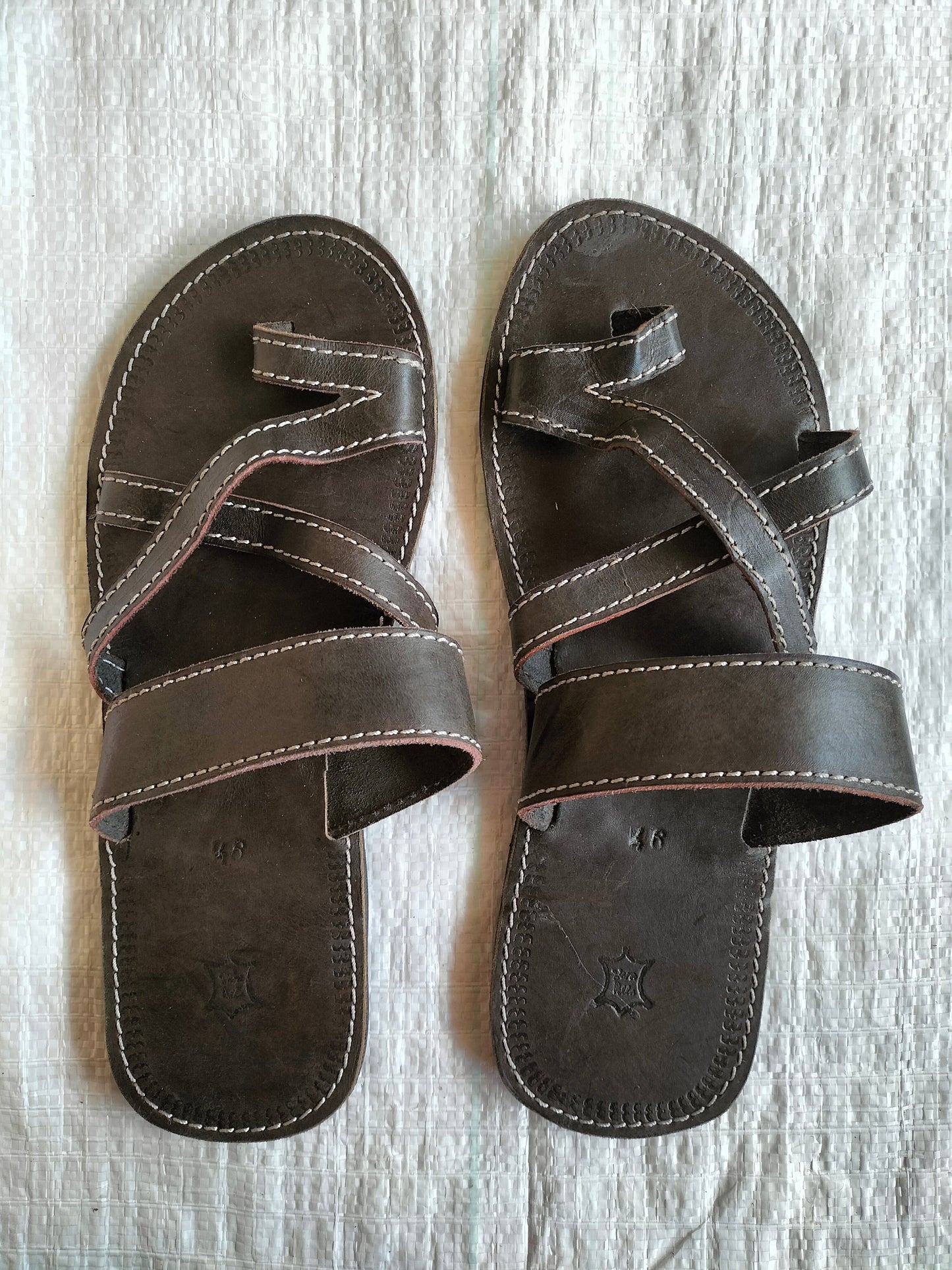 Handmade African Men's Sandals/Genuine Leather Beaded Flip-Flops/Comfortable Summer Sandals for Men/African Shoes/Unique Gift for Him